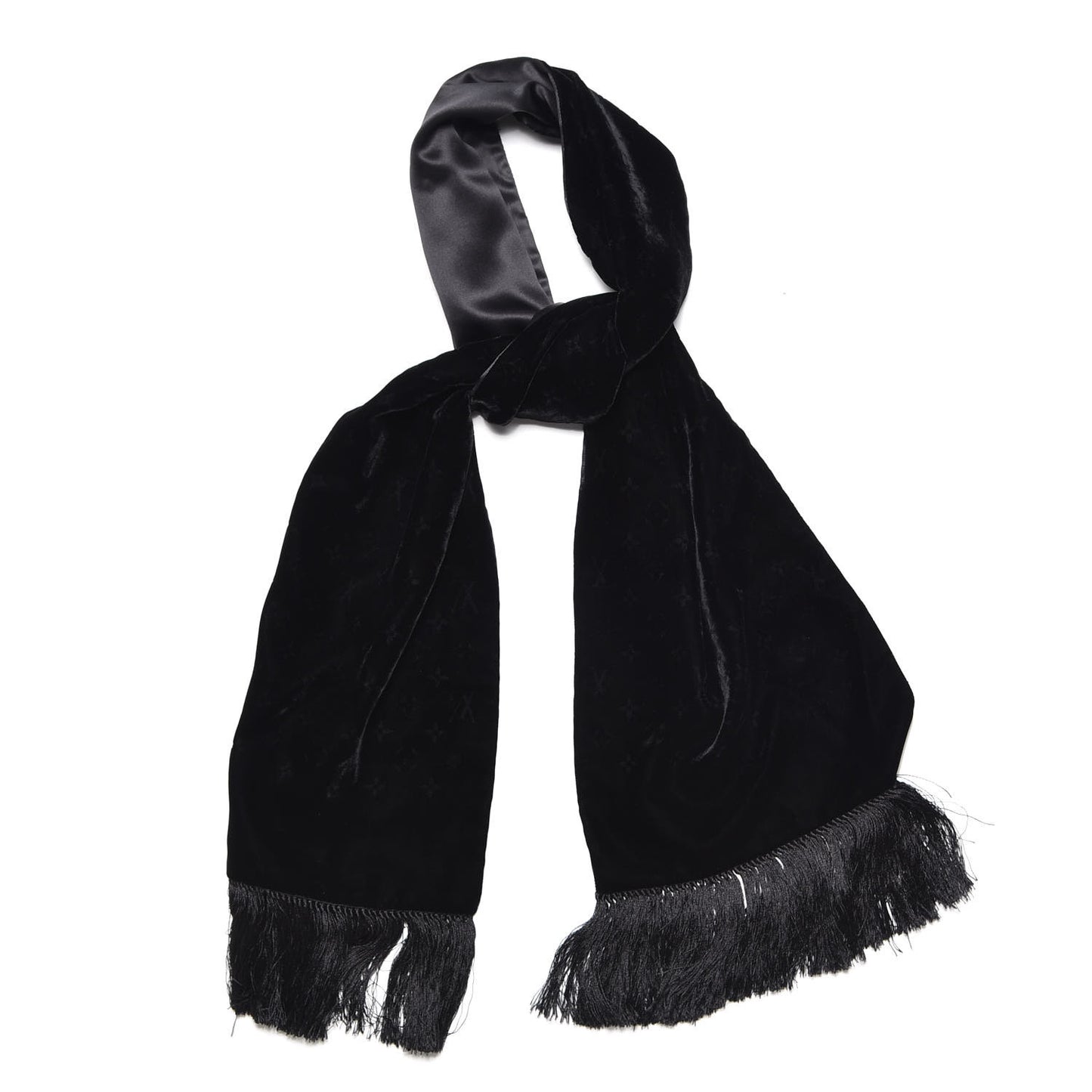 Velvet Monogram Scarf Black