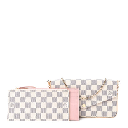 Louis Vuitton Damier Azur Pochette Felicie Chain Wallet Rose Ballerine 3 of 9