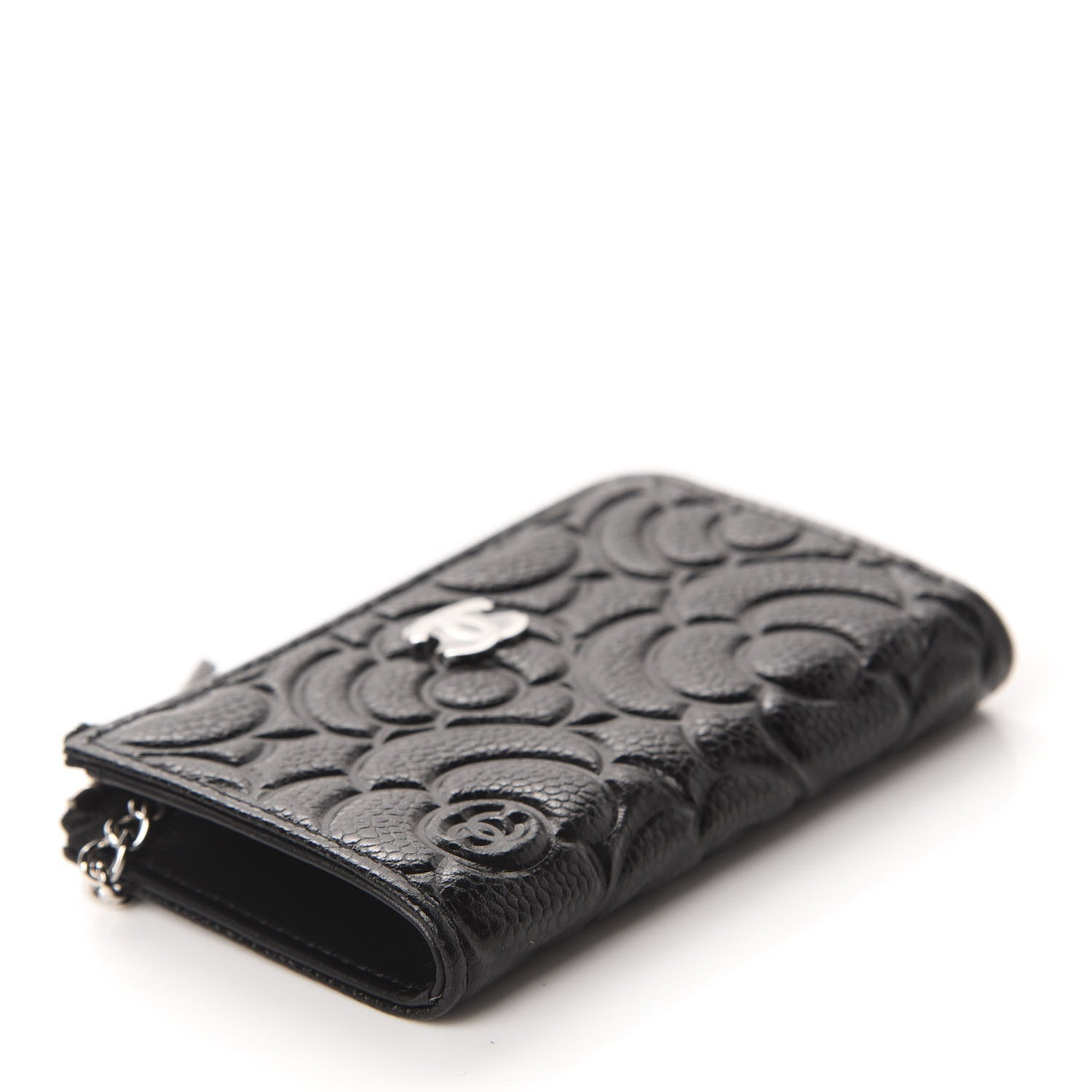 Chanel Caviar Camellia Embossed Key Holder Case Black 4 of 8