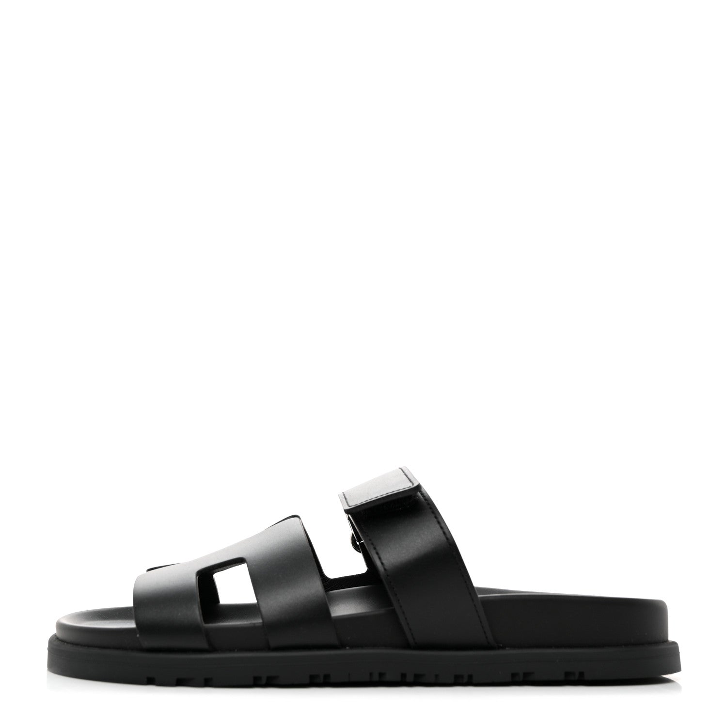 Hermes Calfskin Womens Chypre Sandals 37 Black 1 of 9
