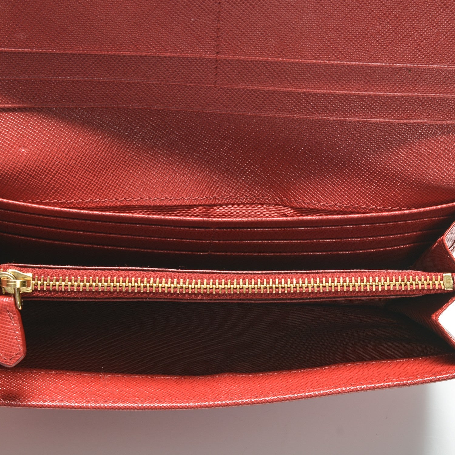 Prada Saffiano Metal Continental Flap Wallet Fuoco 5 of 6