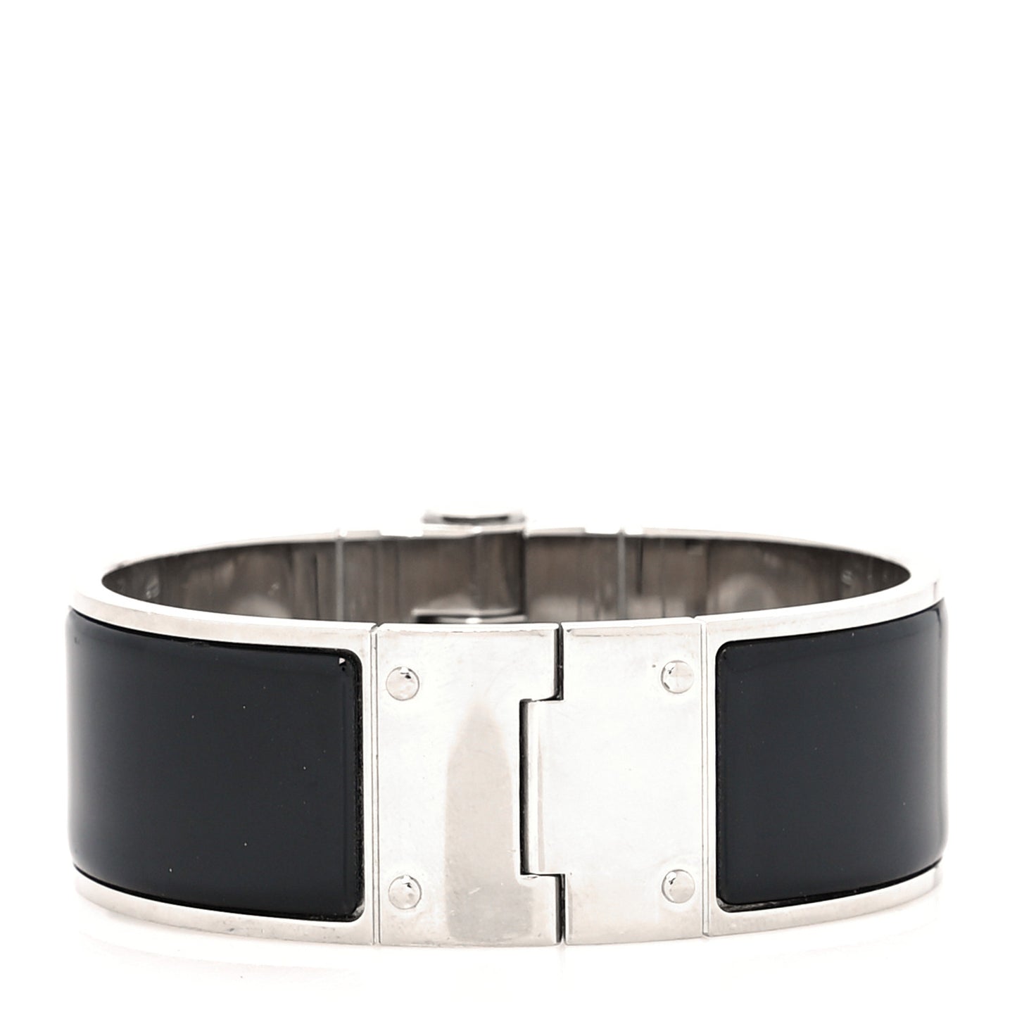 Enamel Charniere Uni Wide Hinged Bracelet S Black