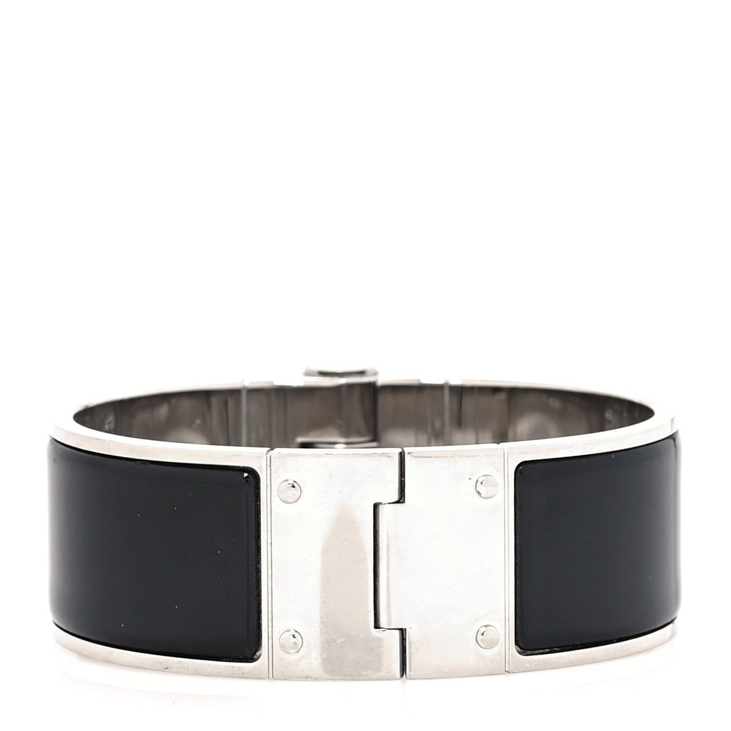Hermes Enamel Charniere Uni Wide Hinged Bracelet S Black 3 of 5