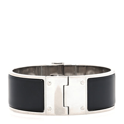 Hermes Enamel Charniere Uni Wide Hinged Bracelet S Black 3 of 5