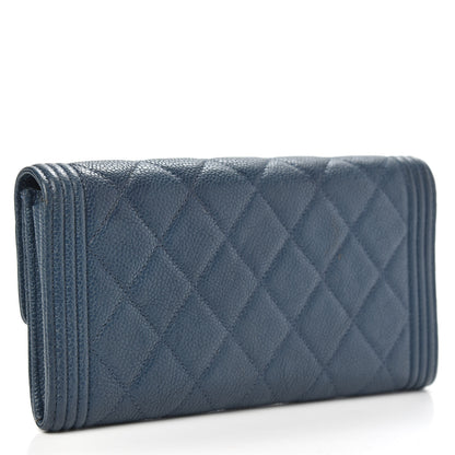 Chanel Caviar Quilted Boy Flap Wallet Blue 3 of 11