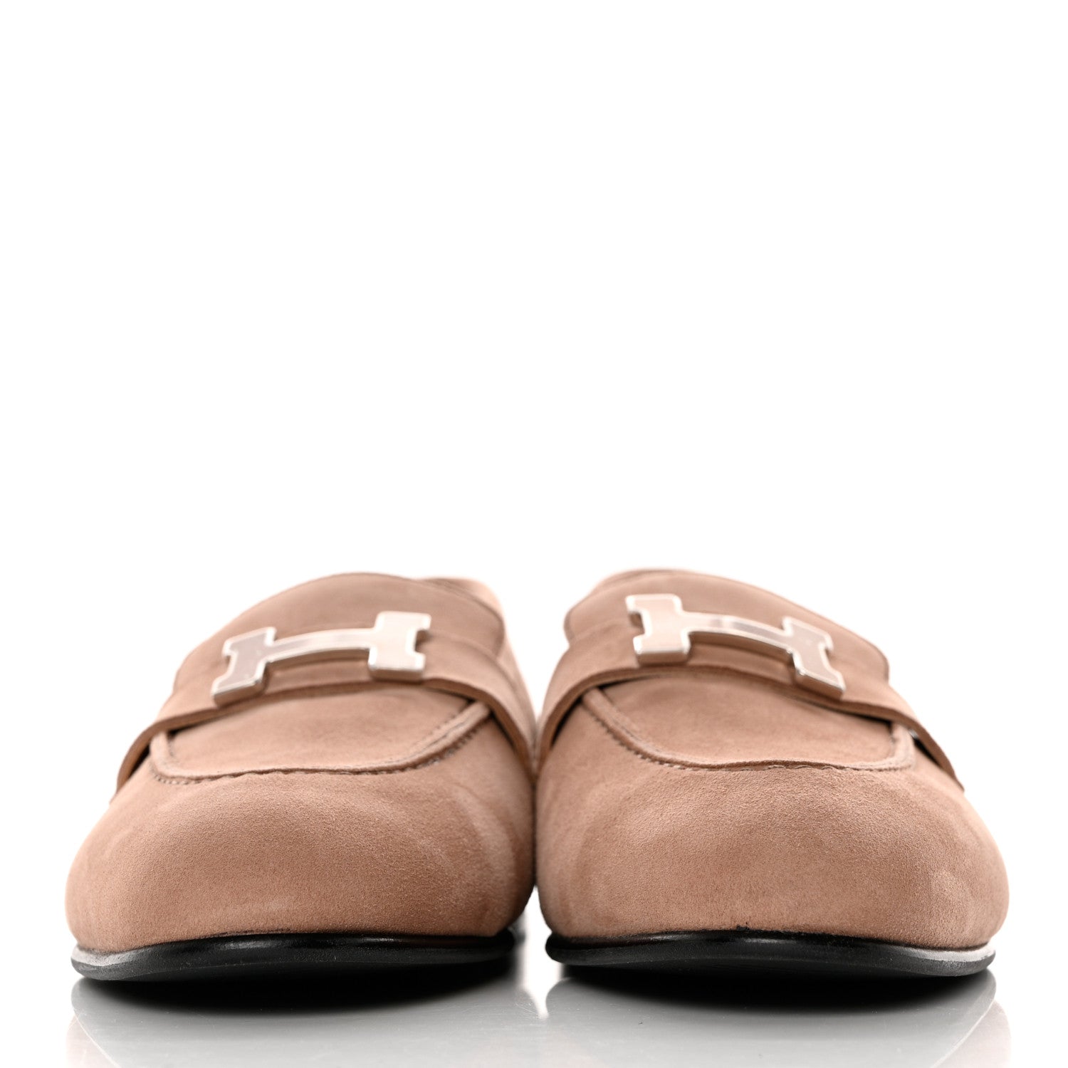 Hermes Suede Goatskin Paris Loafers 37 Rose Perle 2 of 9