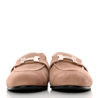 Hermes Suede Goatskin Paris Loafers 37 Rose Perle 2 of 9