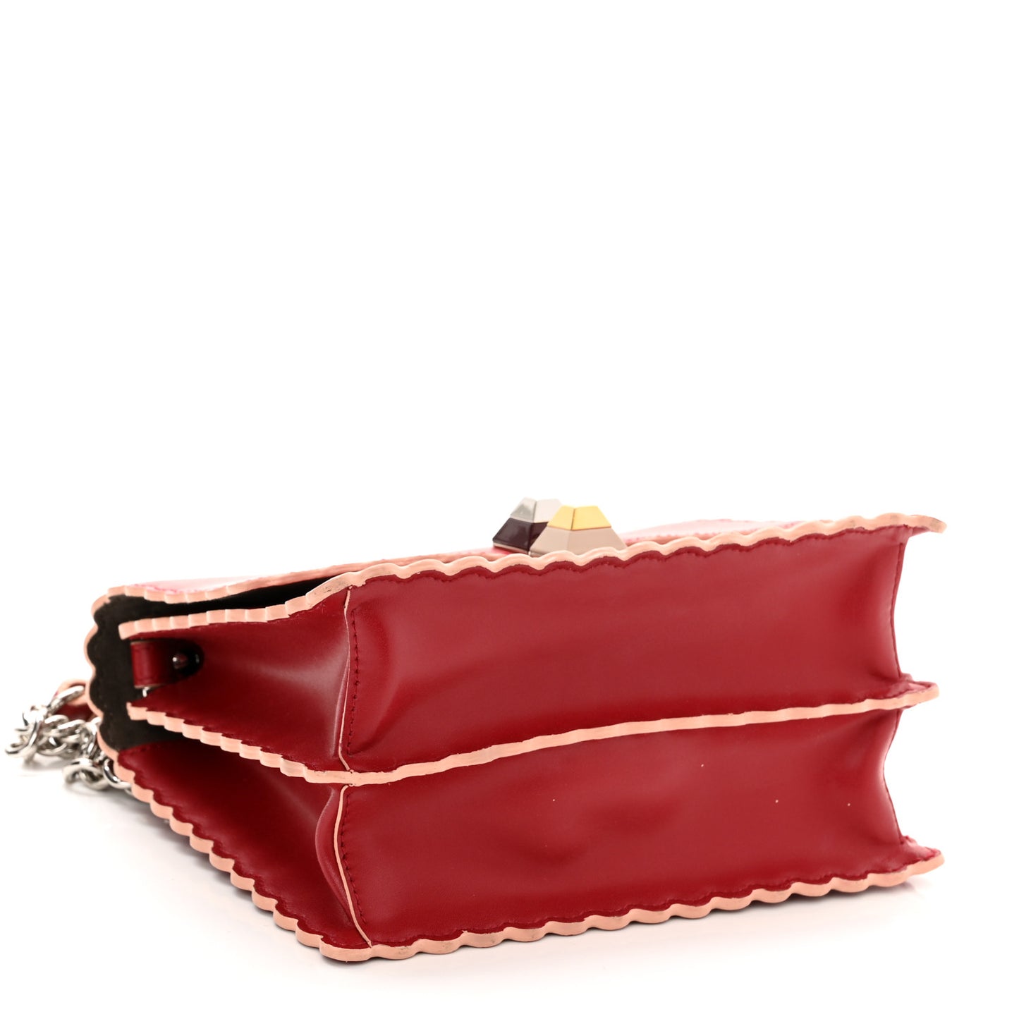 Vitello Liberty Scalloped Studded Small Kan I Shoulder Bag Fragola