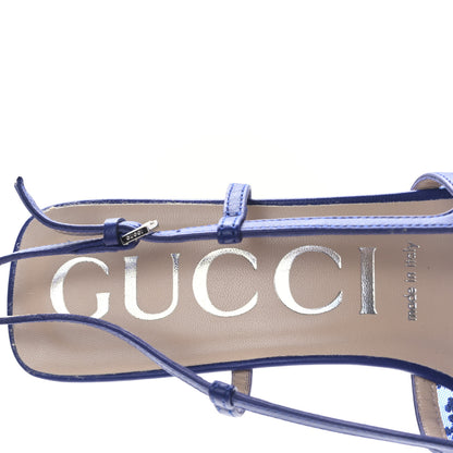 Gucci Tela Retino Nappa Charlotte Crystal GG Monogram Square G 35mm Slingback Pumps 39.5 Splash Net Blue Witch 7 of 7