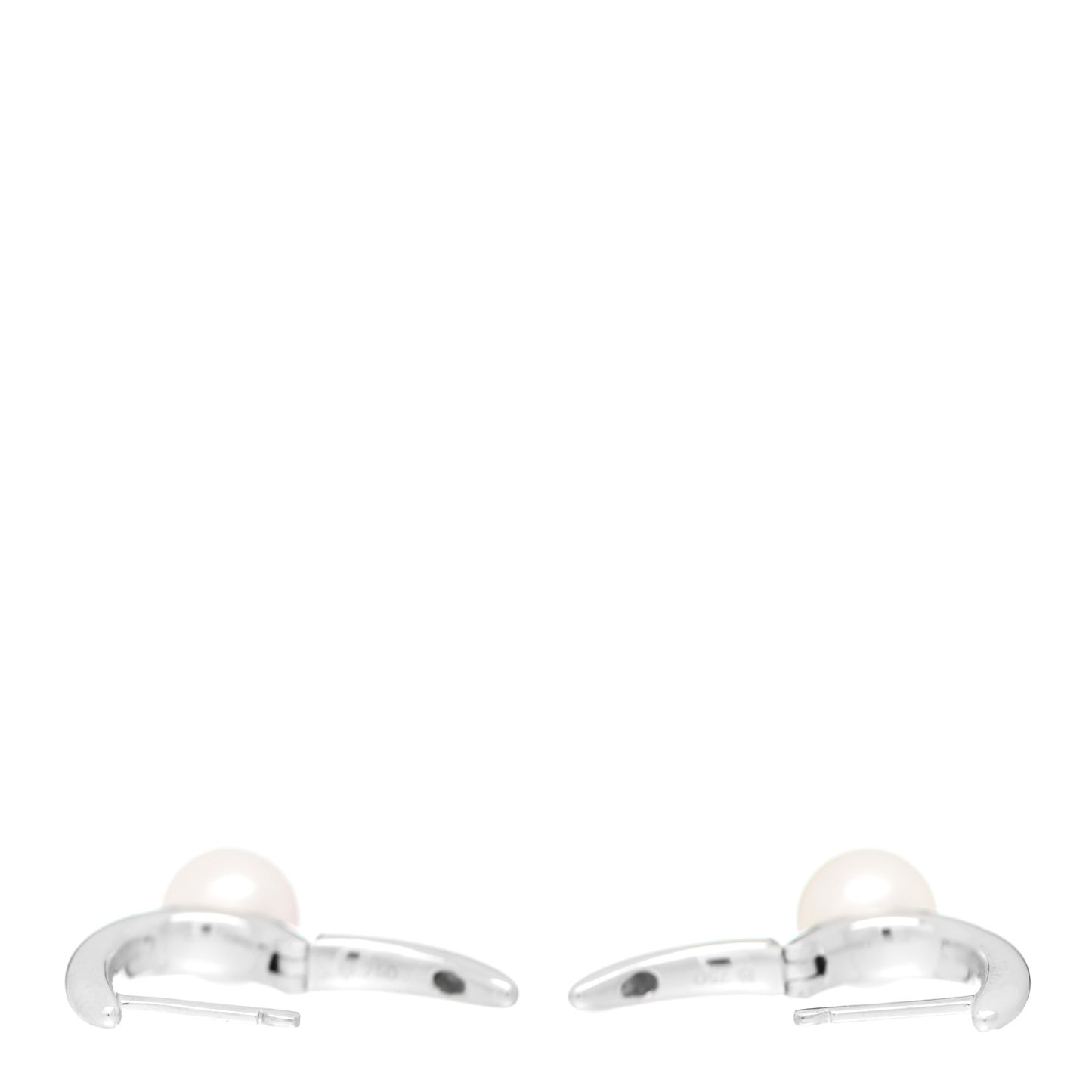 18K White Gold Akoya Pearl 6.5mm Classic Elegance Huggie Earrings