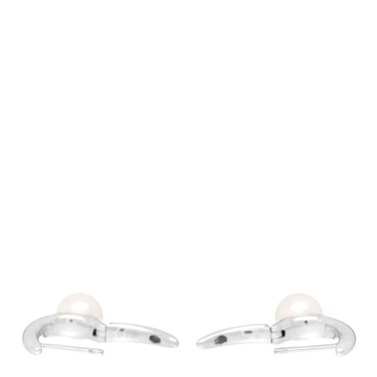 Mikimoto 18K White Gold Akoya Pearl 6.5mm Classic Elegance Huggie Earrings 3 of 5