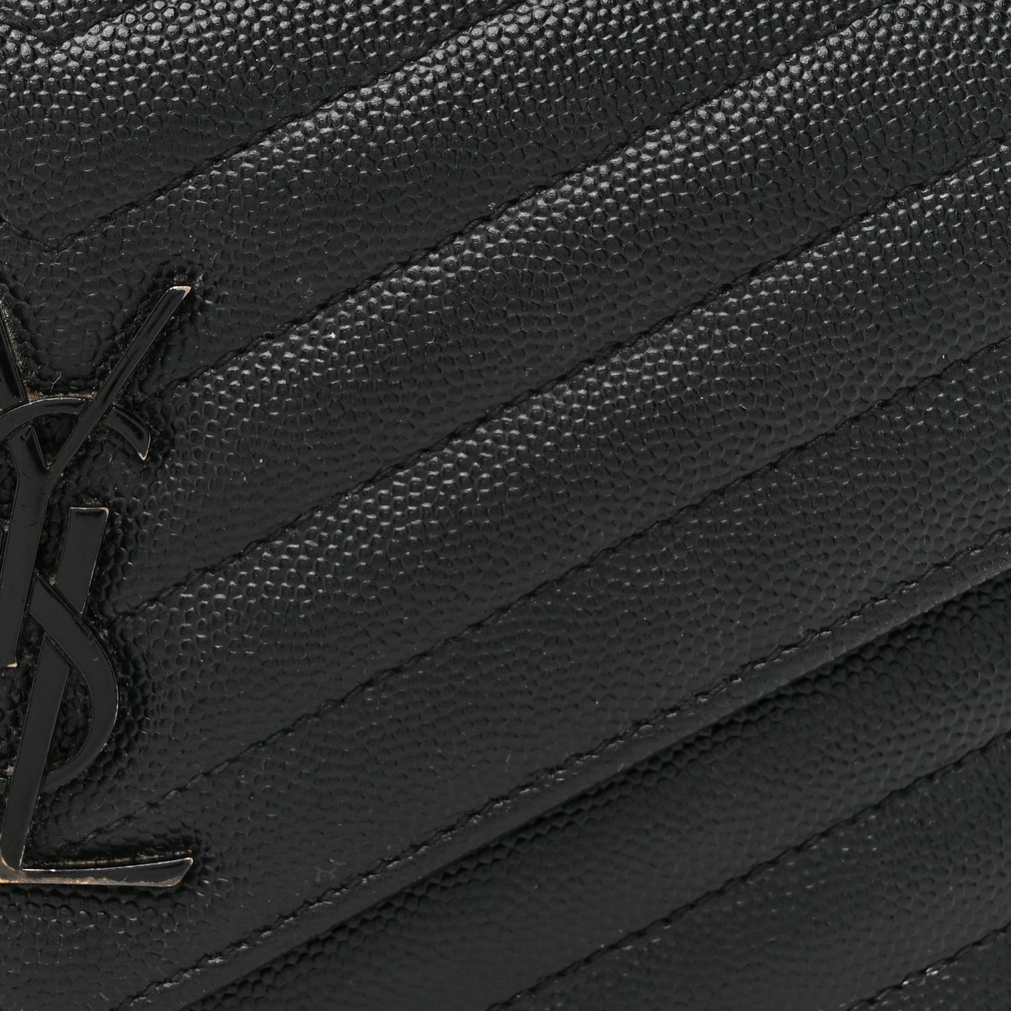 Grain De Poudre Matelasse Chevron Monogram Monochrome Envelope Chain Wallet Black
