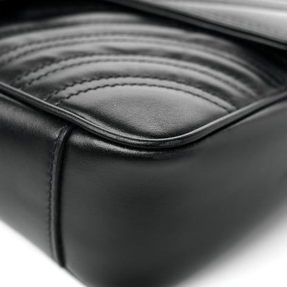 Gucci Calfskin Matelasse Small GG Marmont Shoulder Bag Black 9 of 16