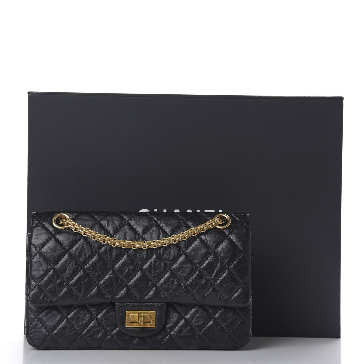 Aged Calfskin Quilted 2.55 Reissue 225 Flap Black