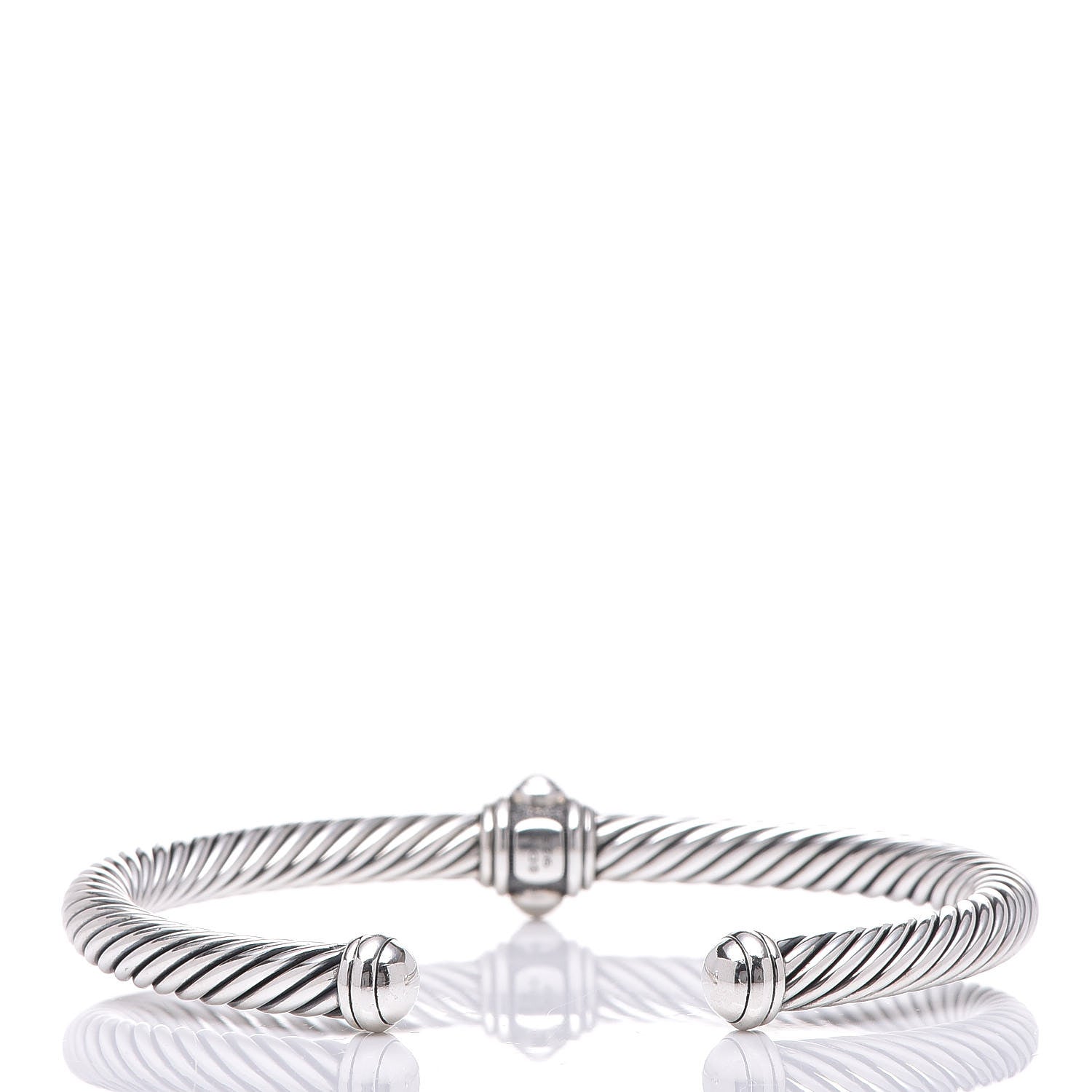 David Yurman Sterling Silver Diamond 5mm Cable Renaissance Station Bracelet 3 of 5