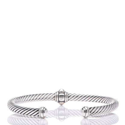 David Yurman Sterling Silver Diamond 5mm Cable Renaissance Station Bracelet 3 of 5