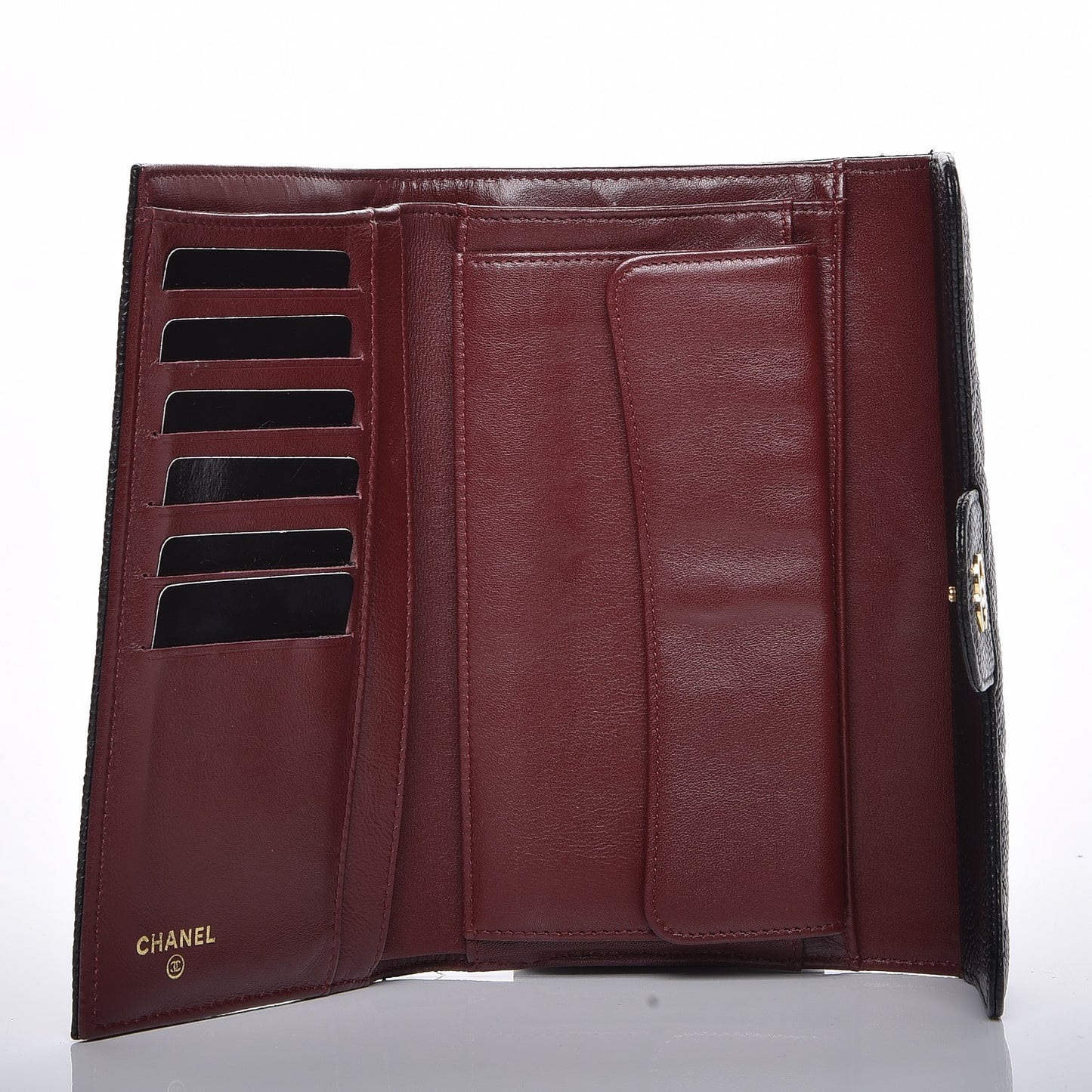 Caviar Quilted Large Flap Wallet Black
