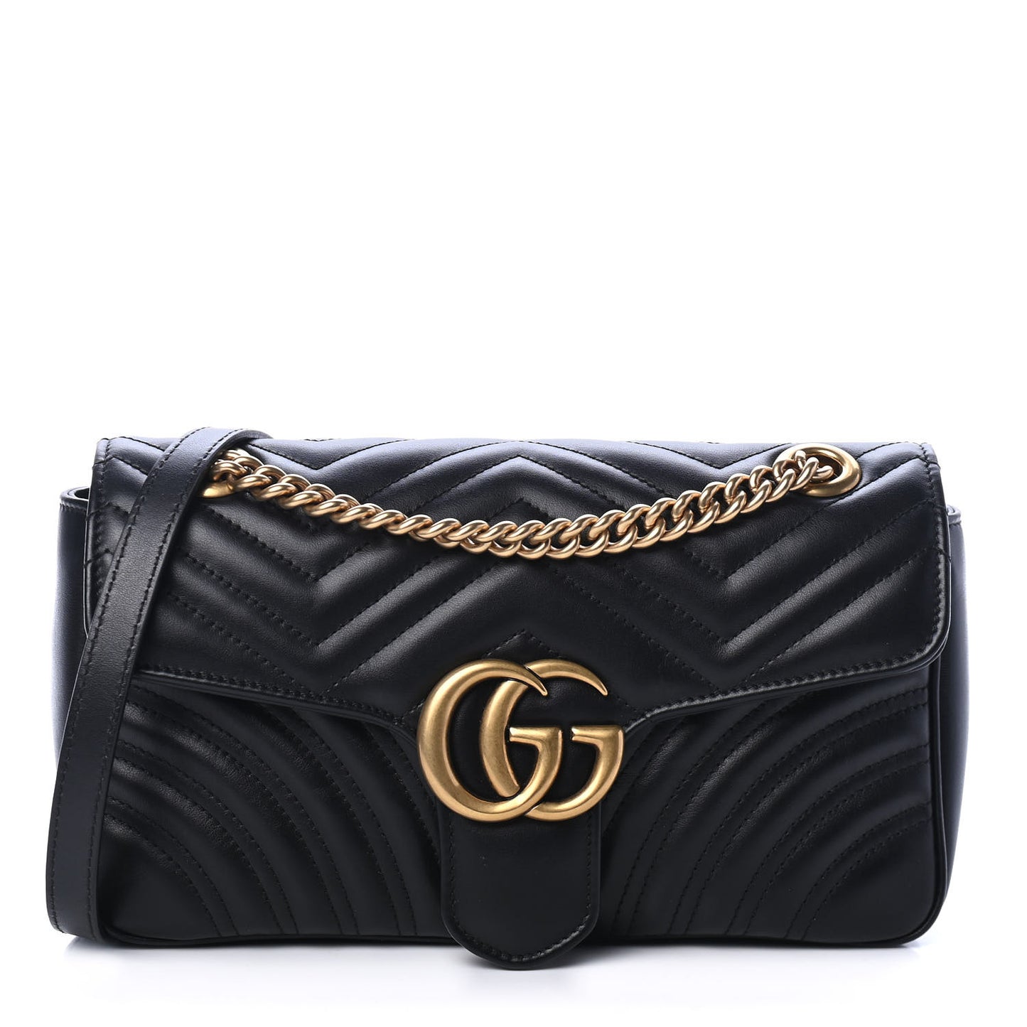 Calfskin Matelasse Small GG Marmont Shoulder Bag Black