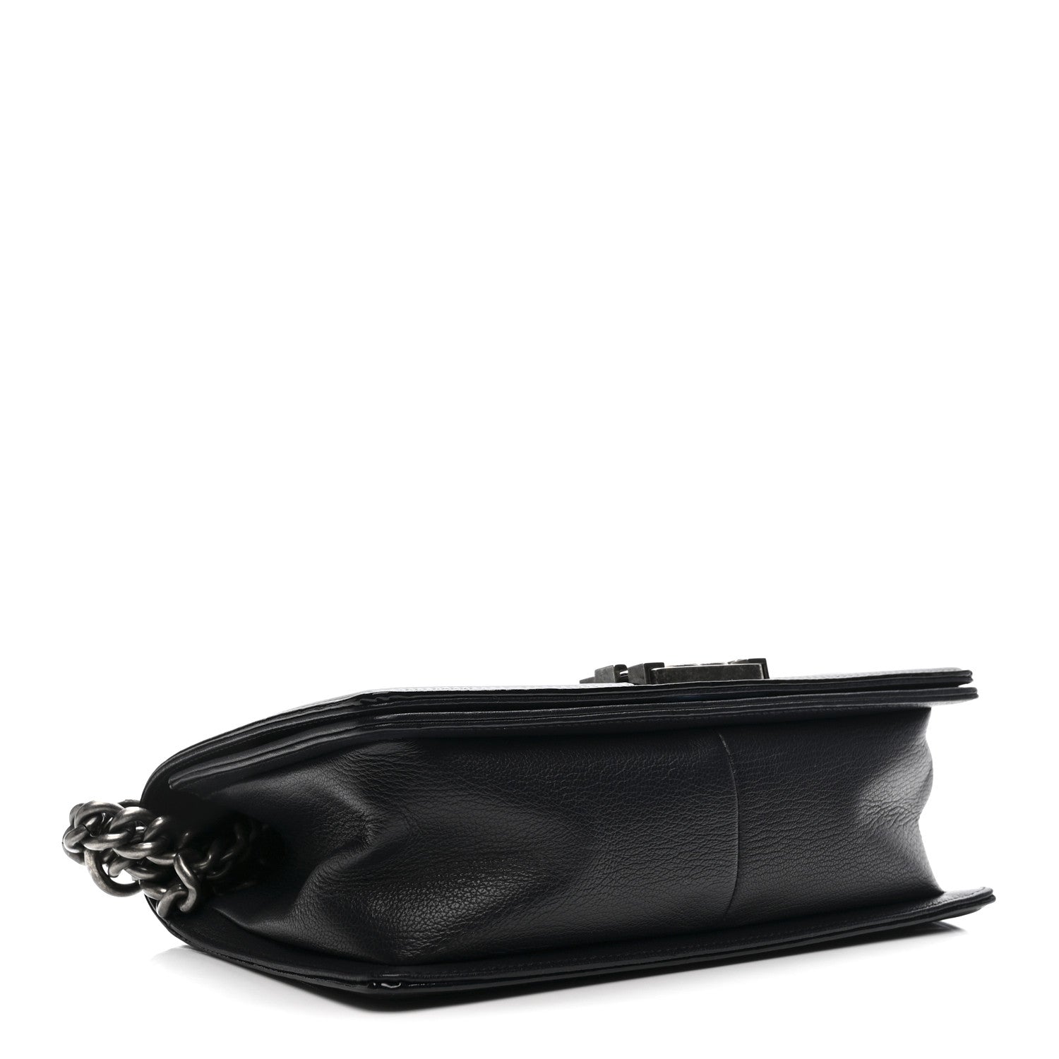 Chanel Goatskin Quilted Patent Medium Duo Boy Flap Dark Blue 4 of 13