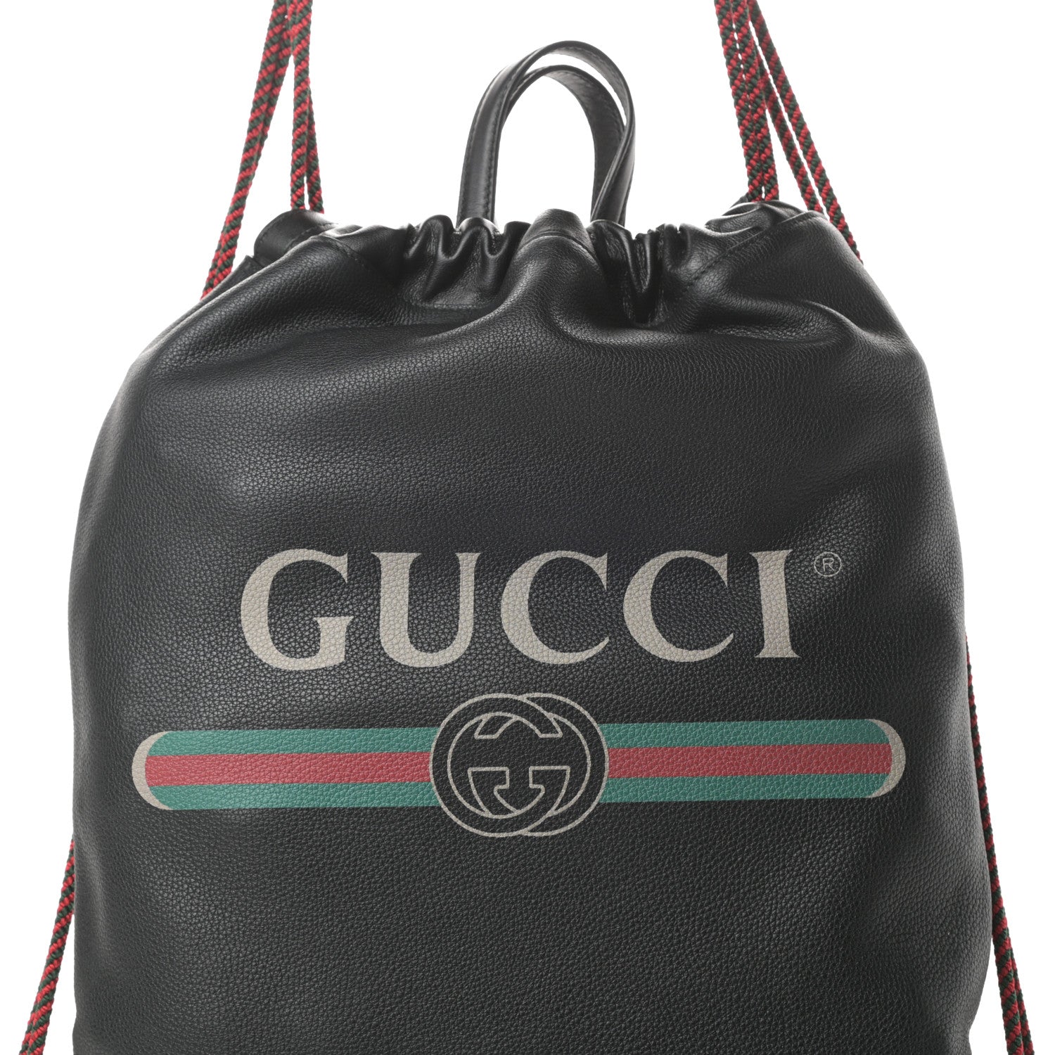 Gucci Calfskin Logo Drawstring Backpack Black 9 of 12