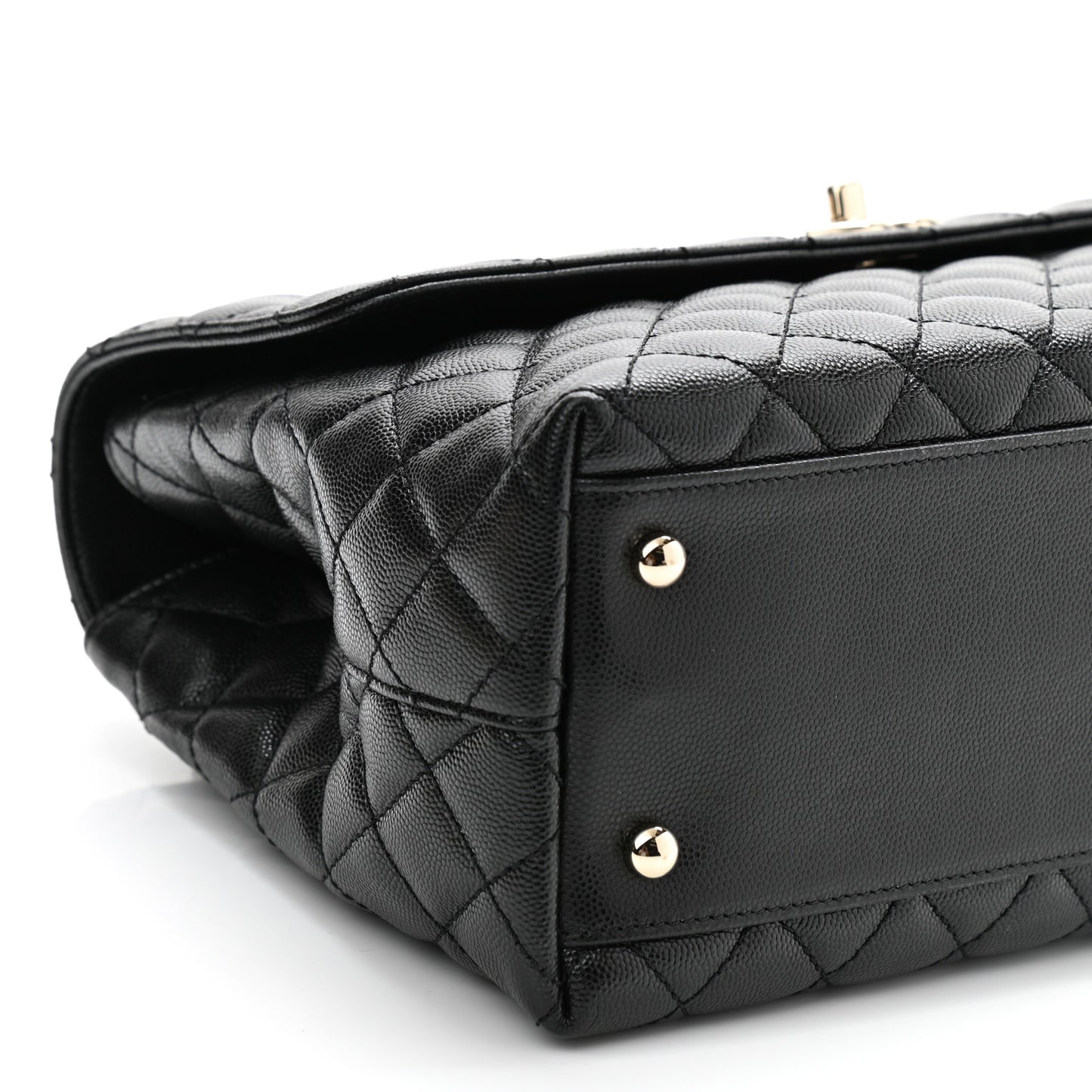 Caviar Quilted Medium Coco Handle Flap Black