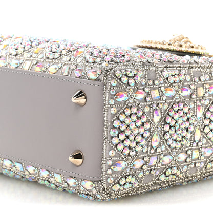Christian Dior Calfskin Satin Celestial Bead Embroidery Embroidered Small Lady Dior Grey Multicolor 10 of 10