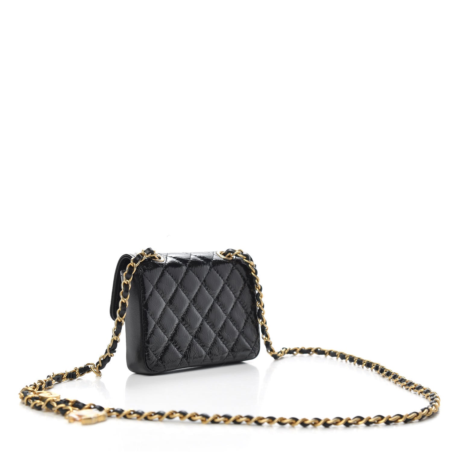 Chanel Shiny Aged Calfskin Quilted Waist Belt Bag Black 3 of 8