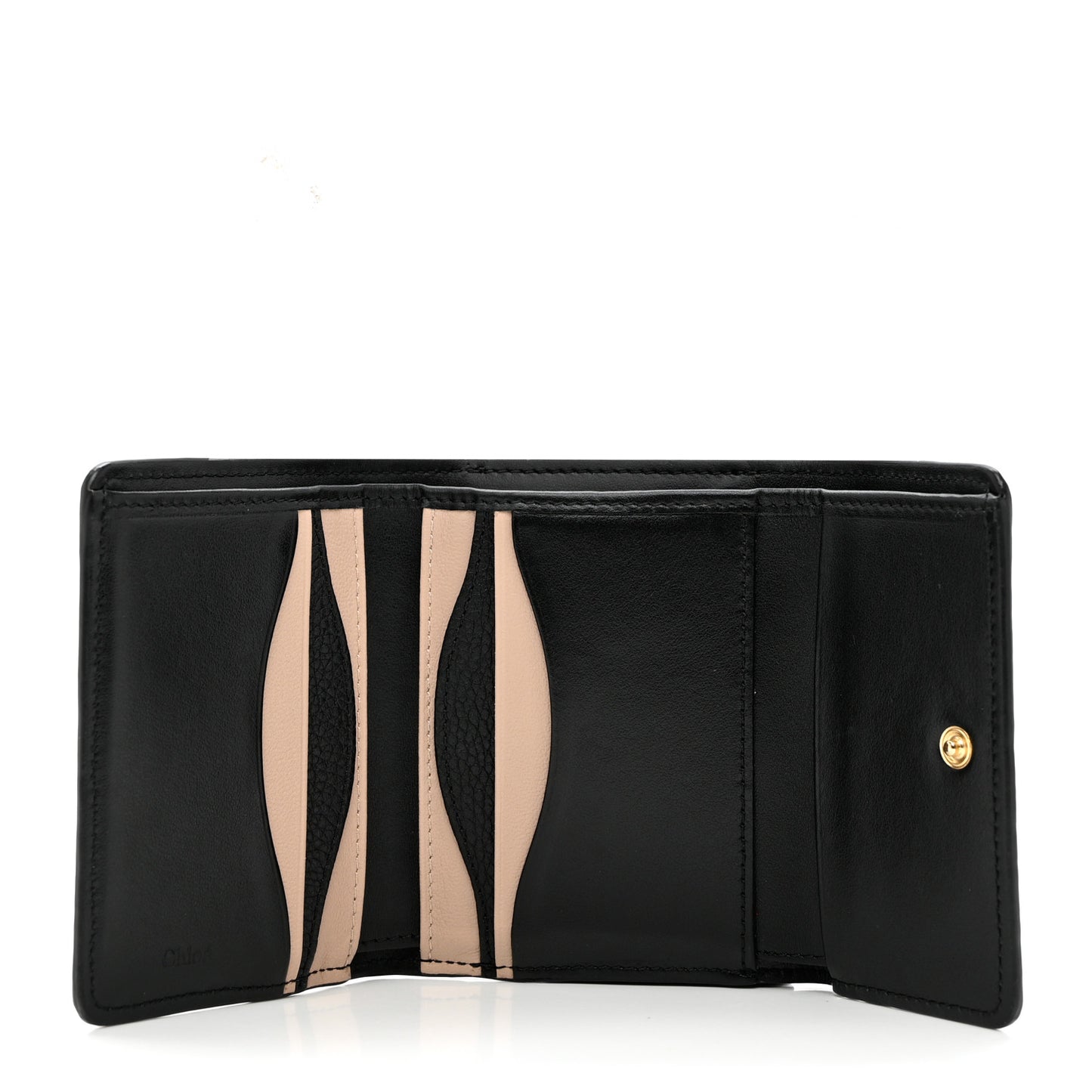 Grained Calfskin Small Aby Tri-Fold Wallet Black