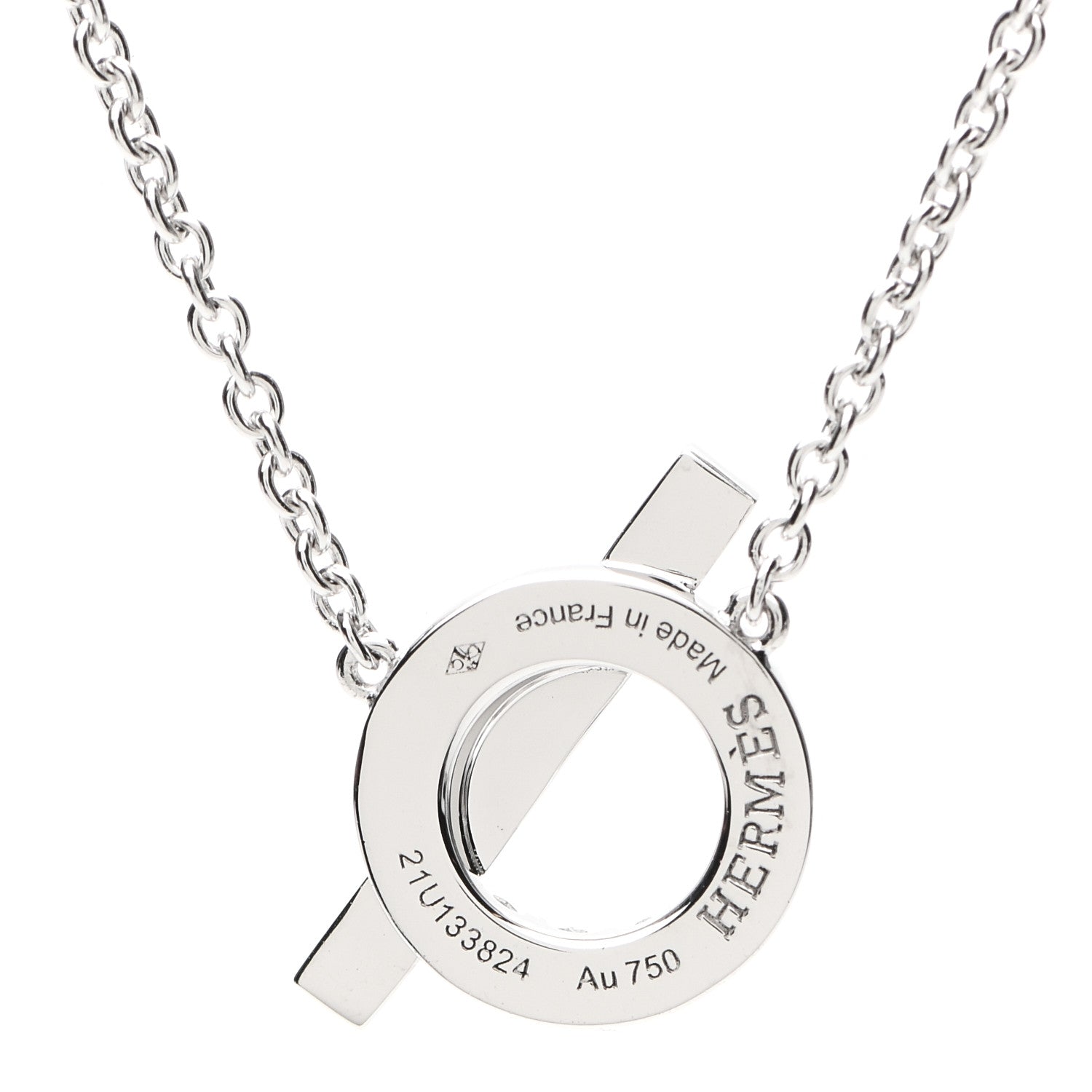 Hermes 18K White Gold Diamond Finesse Pendant Necklace 4 of 5