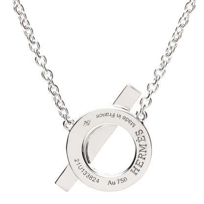 Hermes 18K White Gold Diamond Finesse Pendant Necklace 4 of 5