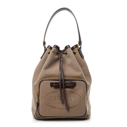 Prada Jacquard Logo Mini Bucket Crossbody Bag Corda Bruciato 1 of 10