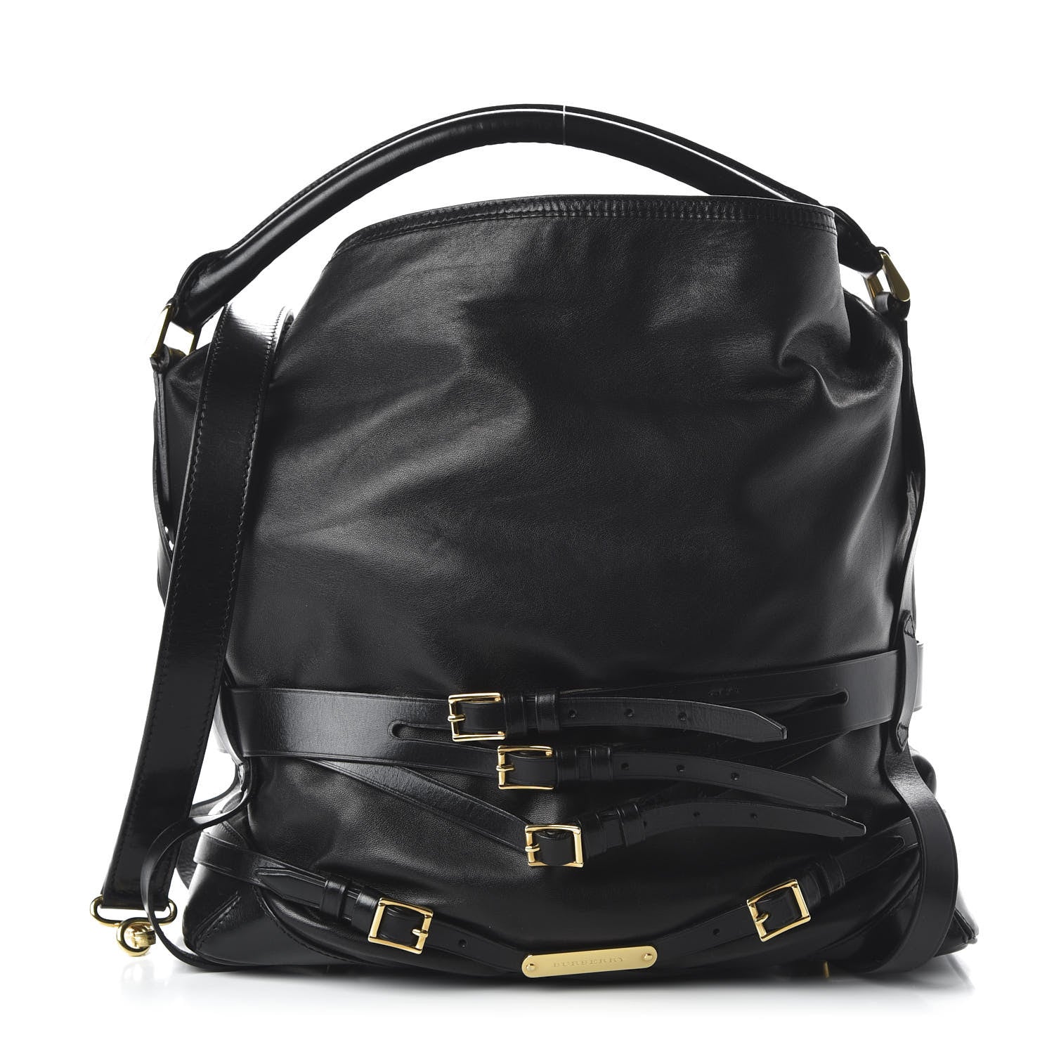 Burberry Soft Lambskin Bridle Calfskin Medium Gosford Hobo Black 1 of 9