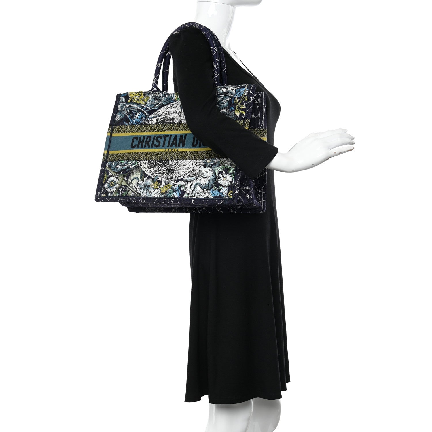 Christian Dior Canvas Embroidered Medium Zodiac Book Tote Blue Multicolor 2 of 9