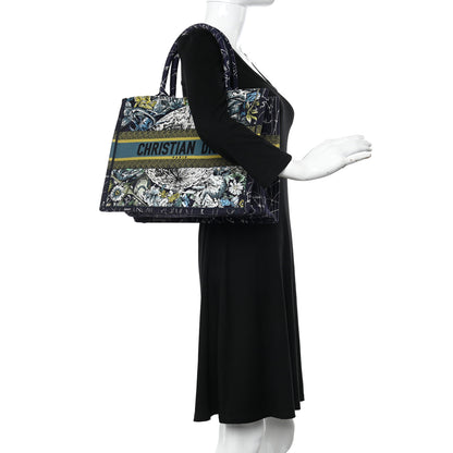 Christian Dior Canvas Embroidered Medium Zodiac Book Tote Blue Multicolor 2 of 9
