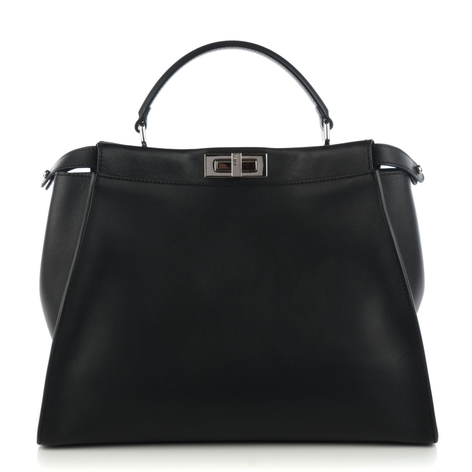 Fendi Vitello Seta Python Crocodile Monster Eyes Large Peekaboo Iconic Satchel Black Girasole 1 of 9