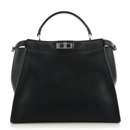 Fendi Vitello Seta Python Crocodile Monster Eyes Large Peekaboo Iconic Satchel Black Girasole 1 of 9