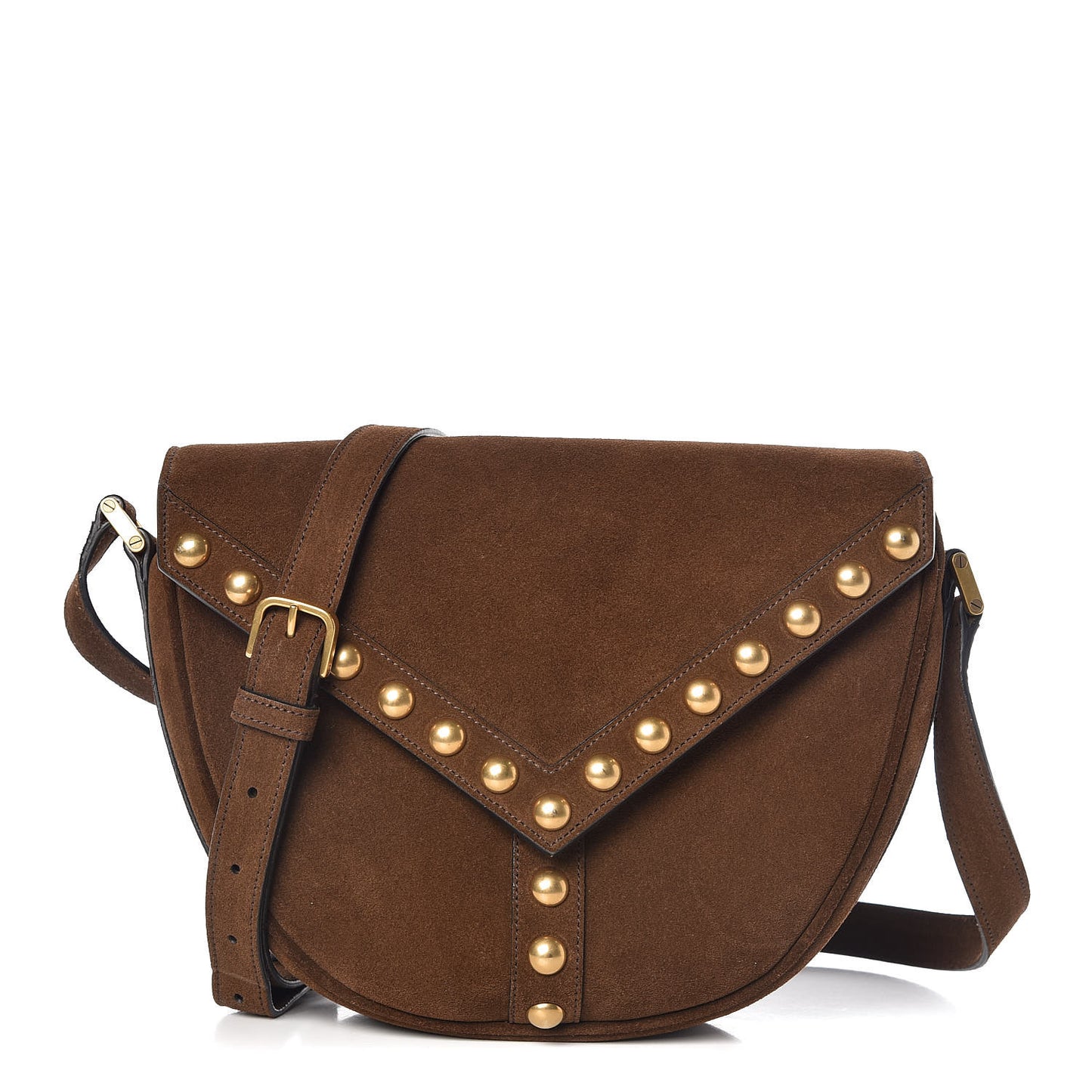 Suede Y Studs Satchel Brown