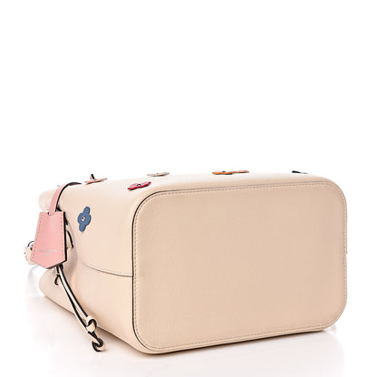 Louis Vuitton Calfskin Flowers Lockme Bucket Creme 4 of 10