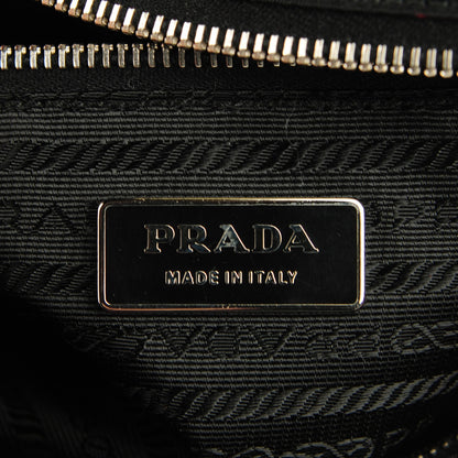 Prada Tessuto Nylon Rose Shop Shoulder Bag Black Rosso 6 of 8