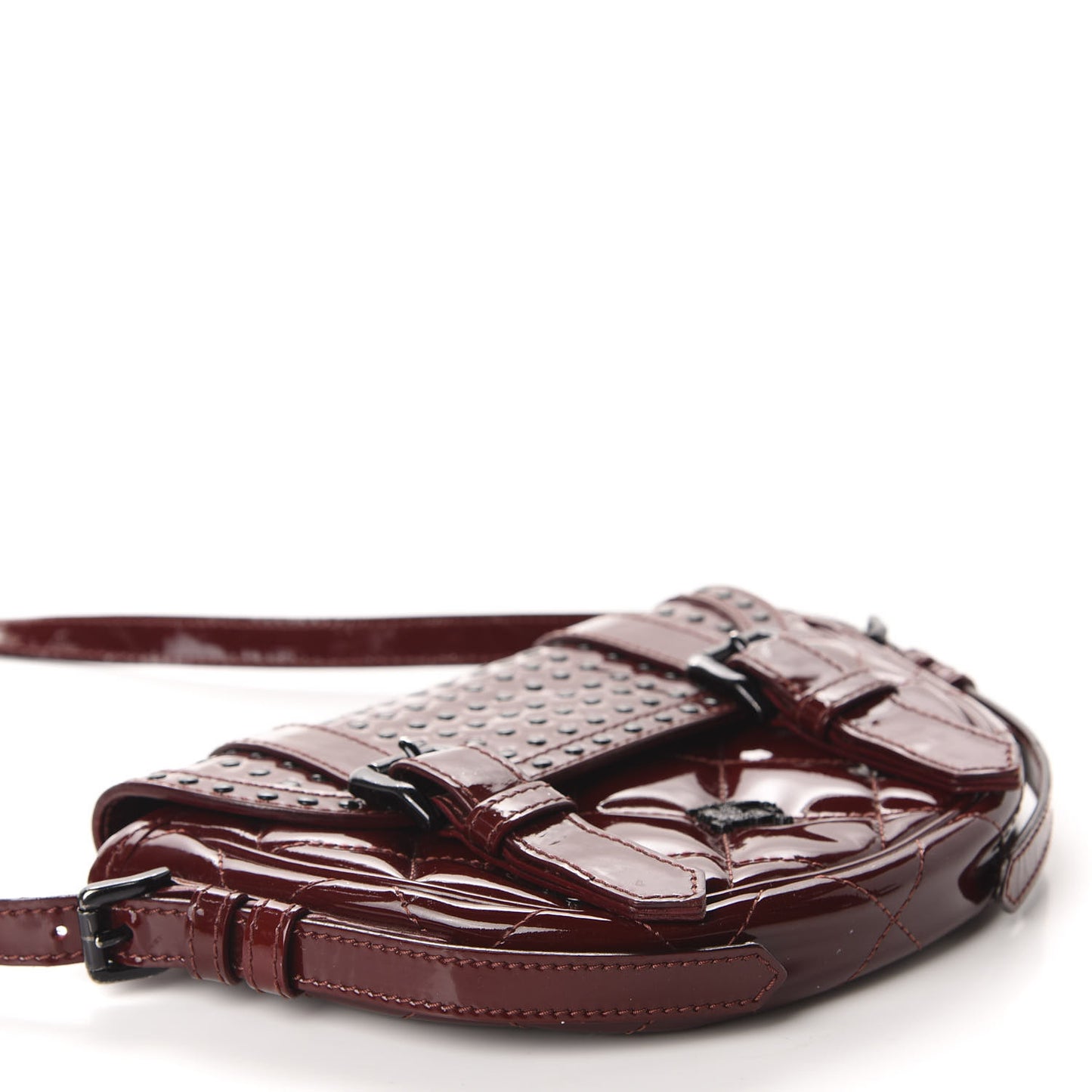 Patent Studded Crossbody Burgundy
