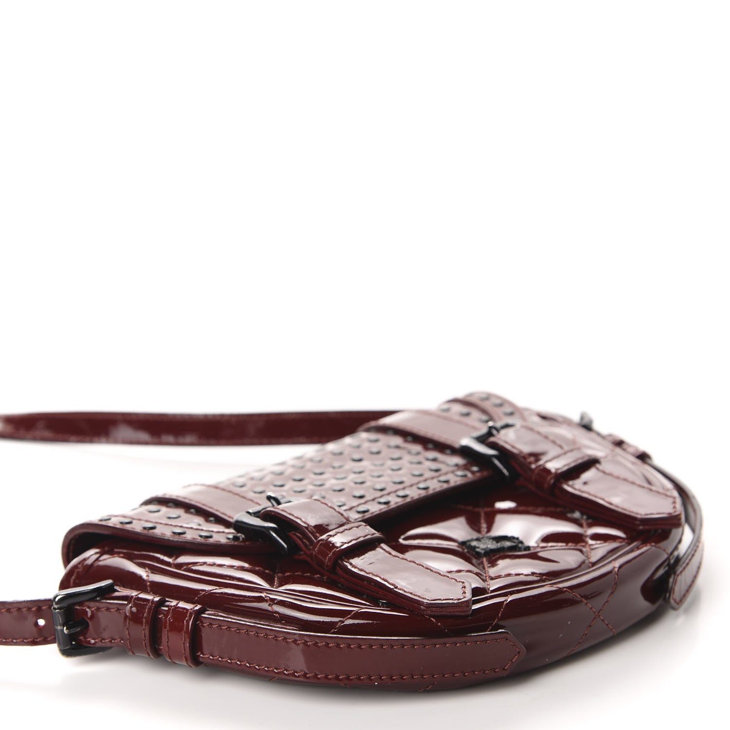 Burberry Patent Studded Crossbody Burgundy 4 of 11