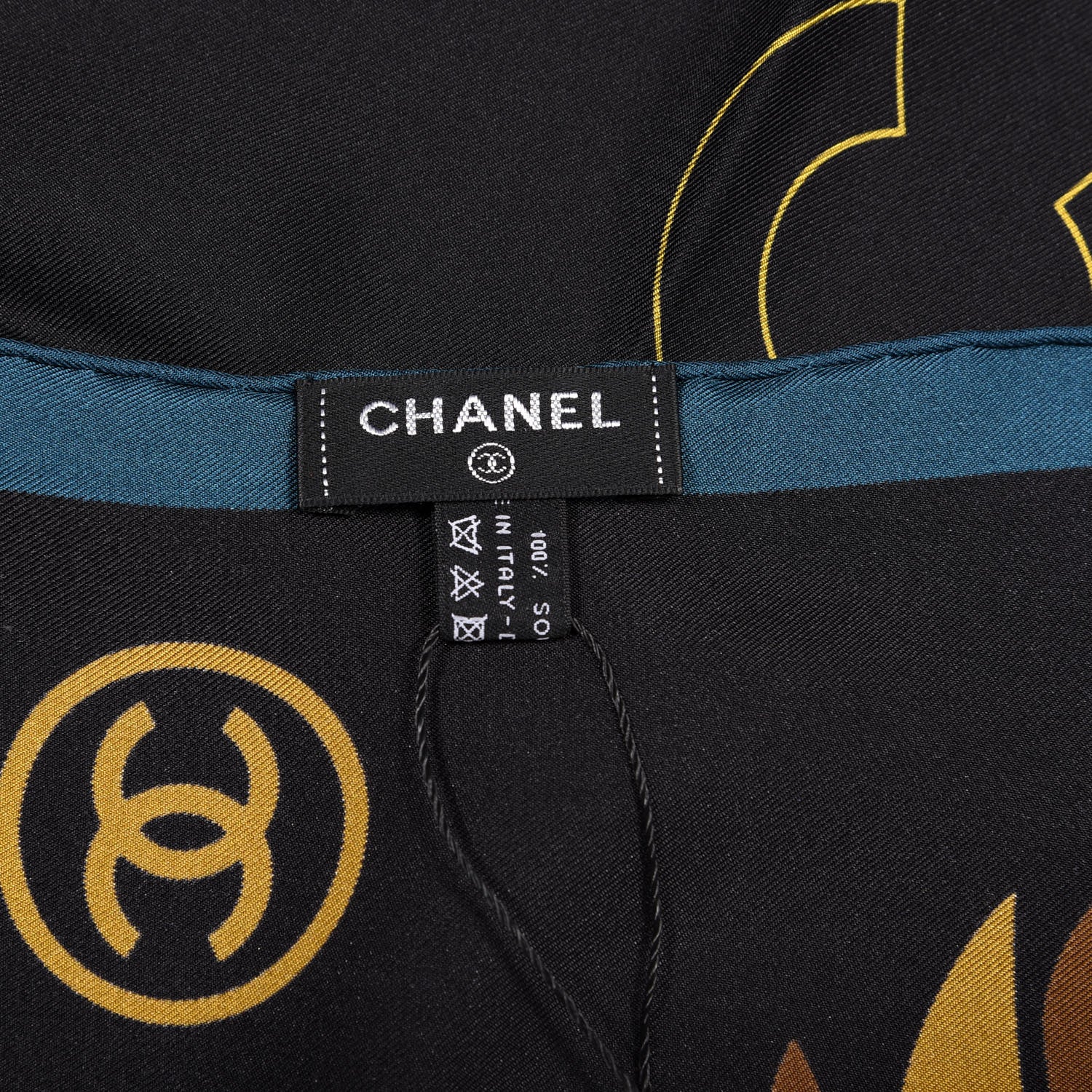 Chanel Silk Egyptian CC Scarf Black 2 of 2