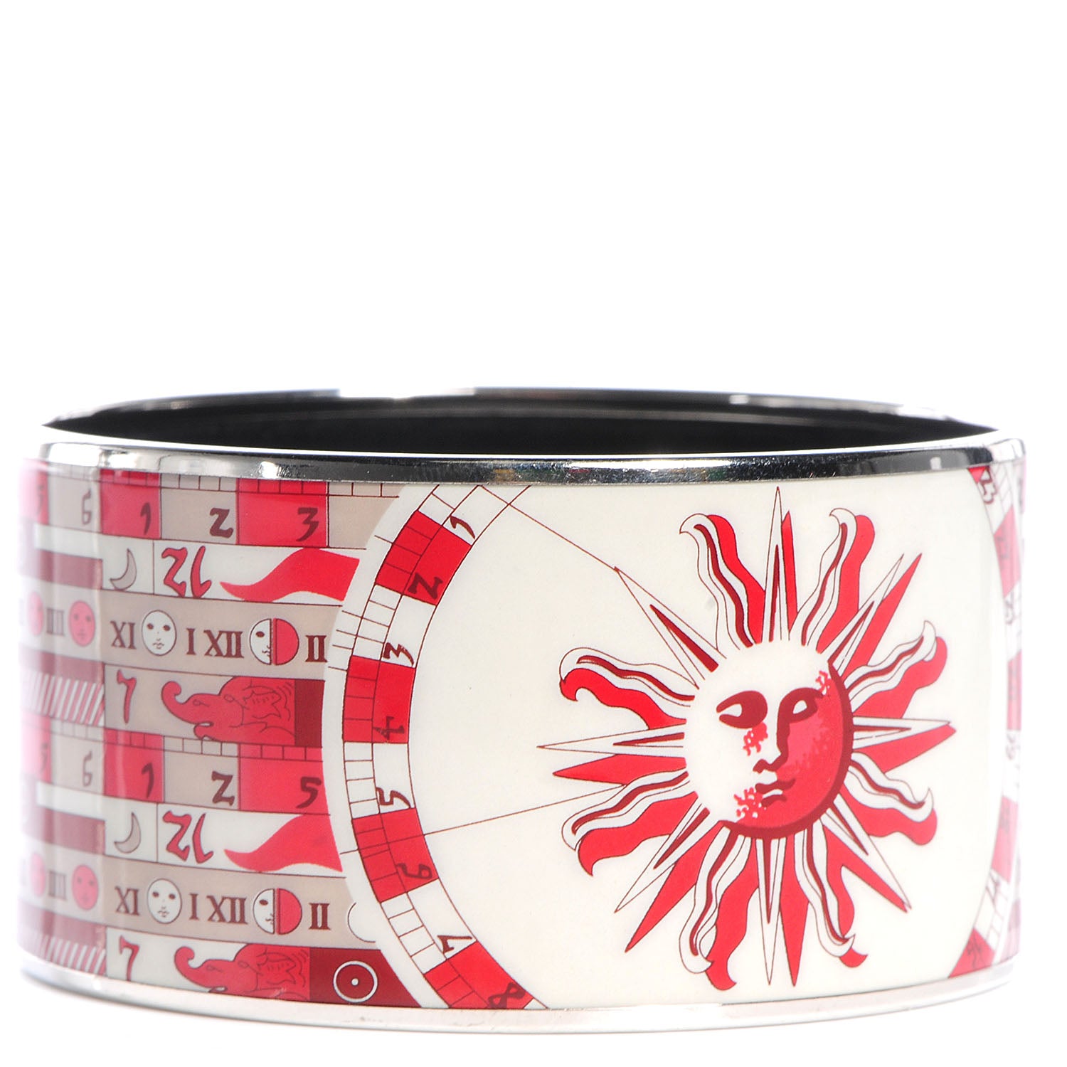 Hermes Enamel Printed Zodiac Extra Wide Bracelet 70 Red 3 of 6