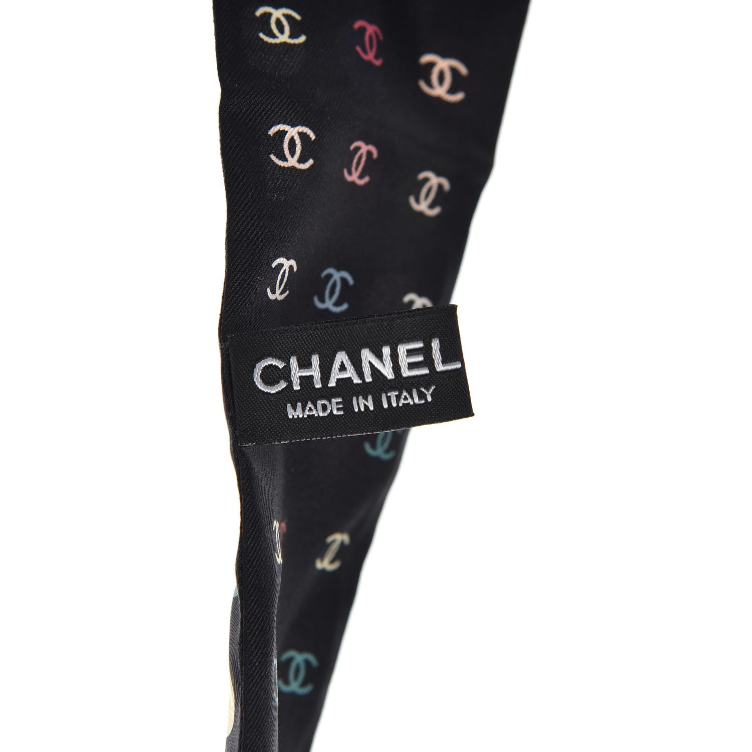 Chanel Silk Polka Dot CC Slim Bandeau Black Multicolor 4 of 4