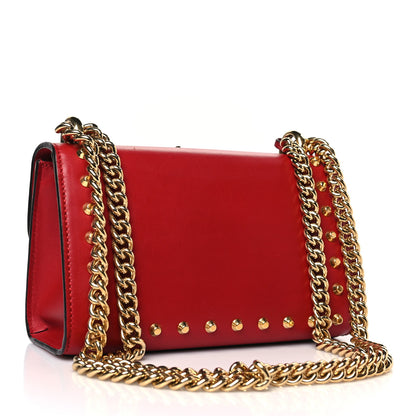 Gucci Calfskin Studded Small Padlock Shoulder Bag Hibiscus Red 3 of 9