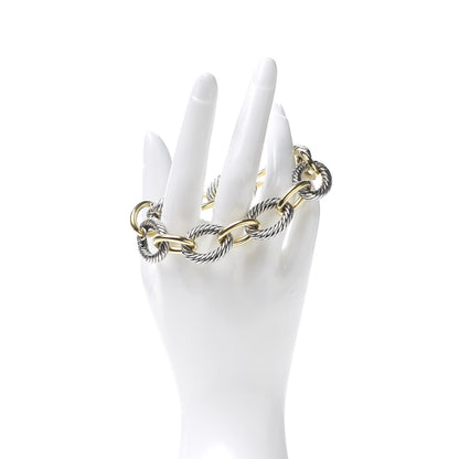 David Yurman Sterling Silver 18K Yellow Gold 17mm Extra Large Oval Link Bracelet 2 of 5