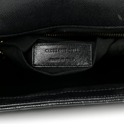 Saint Laurent Grain De Poudre Matelasse Chevron Large Monogram Satchel Black 7 of 20