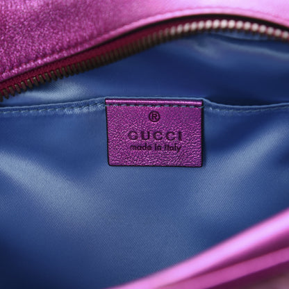 Gucci Laminated Nappa Matelasse Small GG Marmont Chain Shoulder Bag Fuxia Rosso Rosa 8 of 11