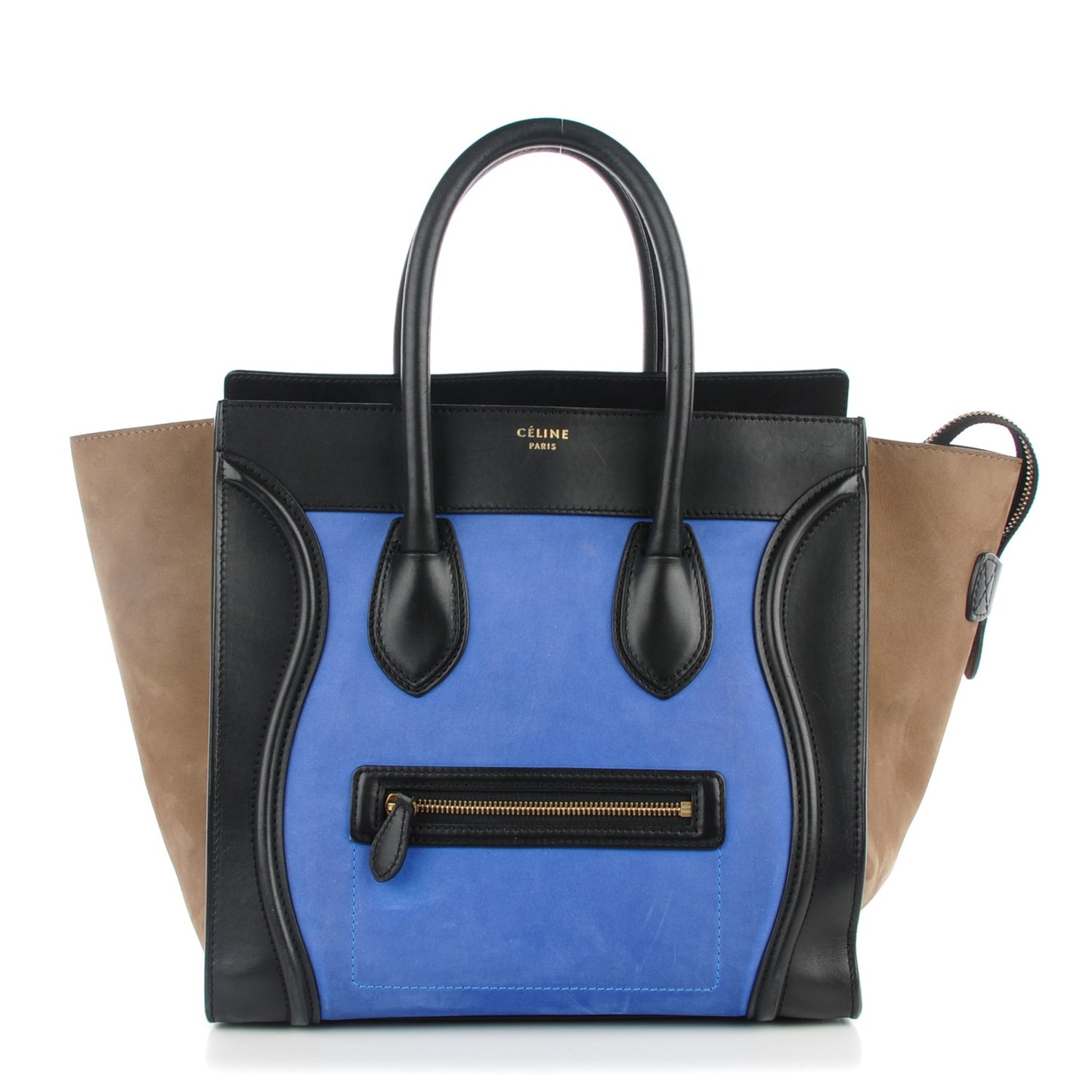 Nubuck Smooth Calfskin Mini Tri-Color Luggage Royal Blue