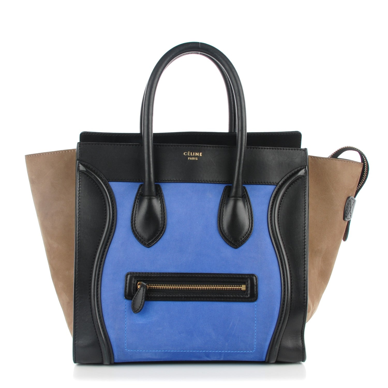 Celine Nubuck Smooth Calfskin Mini Tri-Color Luggage Royal Blue 1 of 8